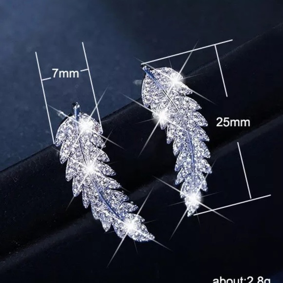 New Feather Stud Earring Women Silver/Gold/Rose Go - Picture 5 of 6